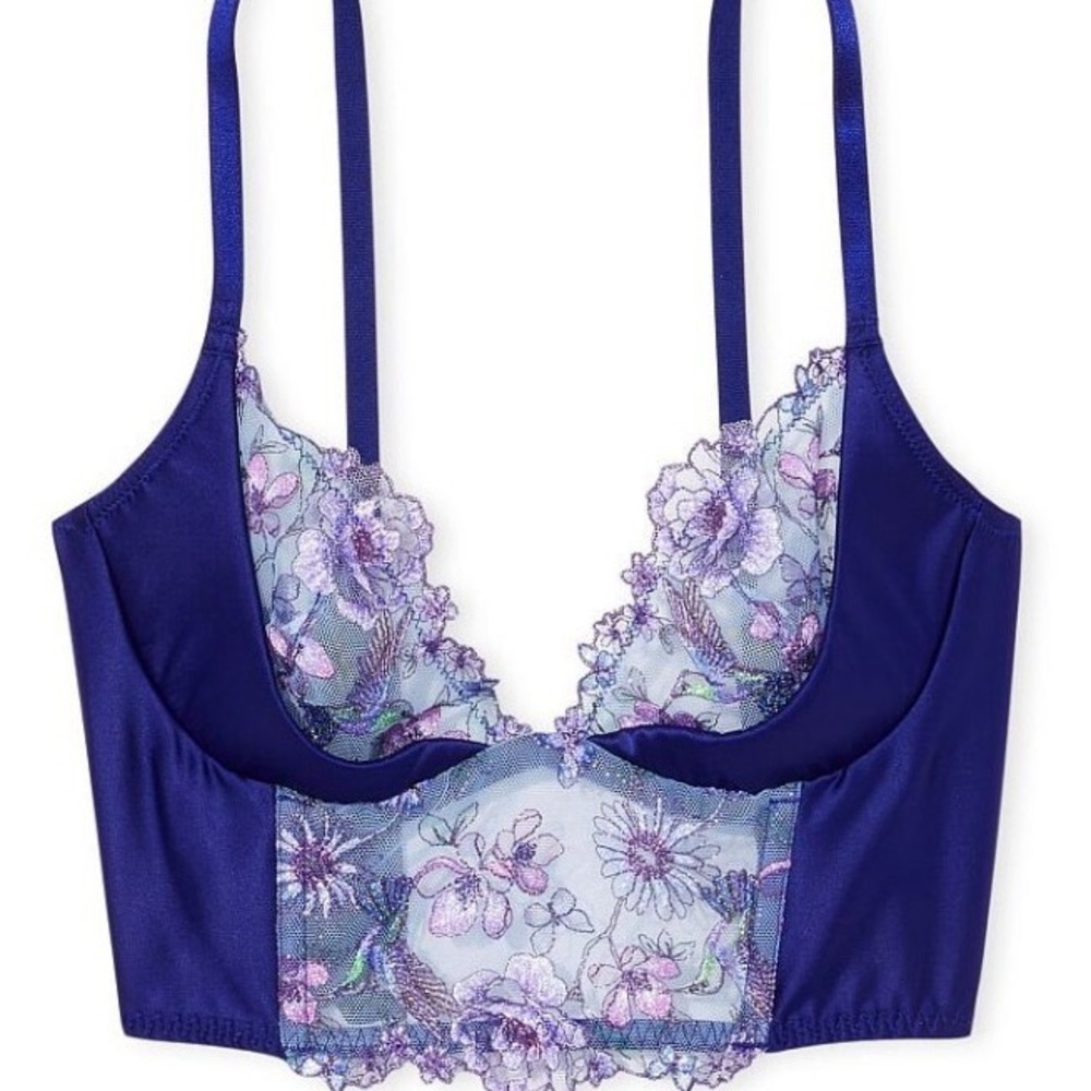 Victoria's Secret Blue and Purple Floral Lace Bra